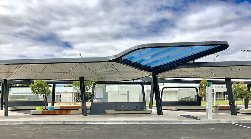 Translucent Tinted Polycarbonate Roofing Panels, Curtin University Bus Exchange, WA